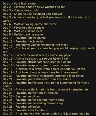 Anime 30 Day Challenge