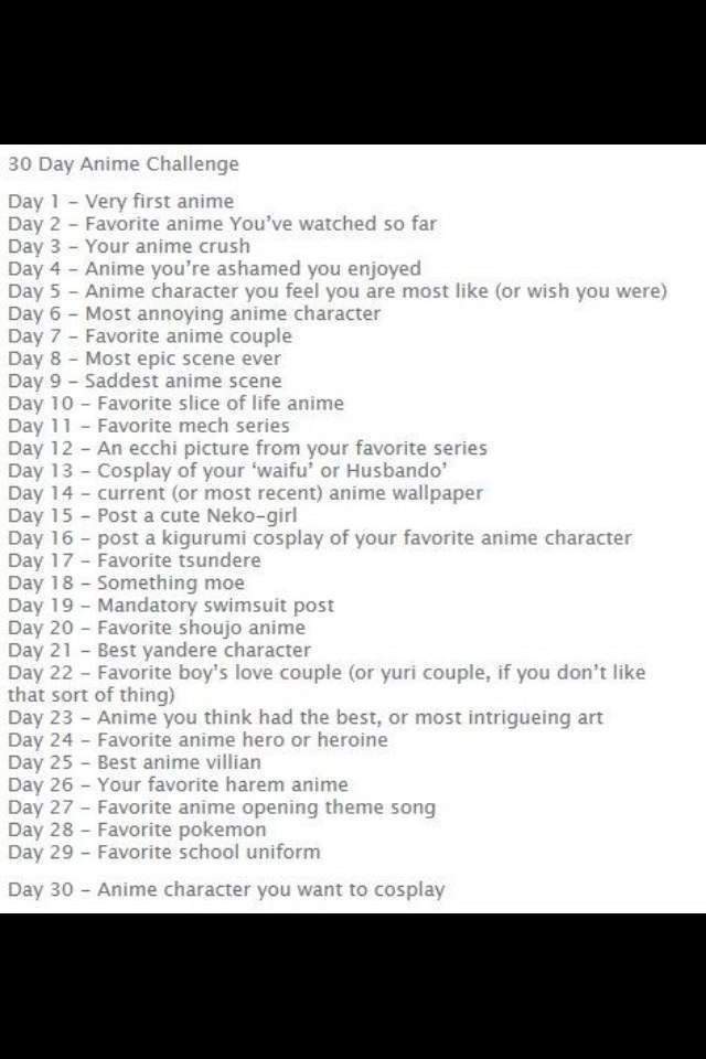 Anime 30 Day Challenge