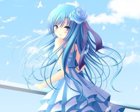 Anime Girl With Black Hair Blue