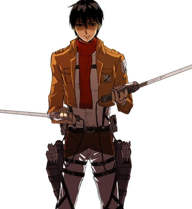 Male Mikasa sorta looks a little bit like Levi, I see a few similarities. 