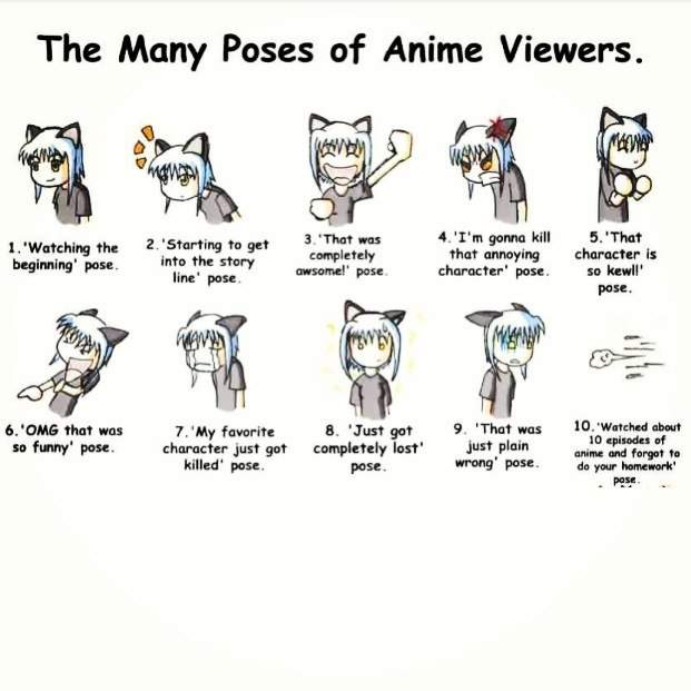 Poses of anime viewers