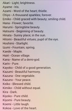 Anime Names And Meanings